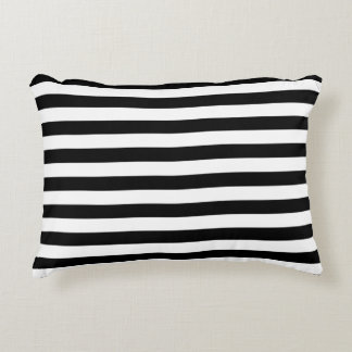 Horizontal Black and White Stripe Pattern Decorative Cushion