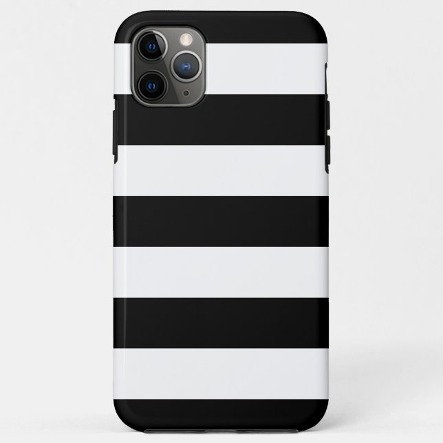 Horizontal Black And White Stripes Case-Mate iPhone Case (Back)