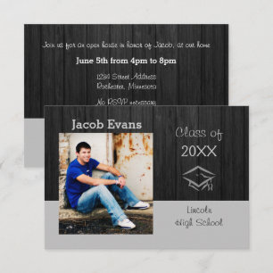 Horizontal Black Wood Photo- 3x5 Grad Announcement