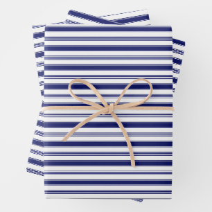 Horizontal Blue & White Stripes (large scale) Wrapping Paper Sheet