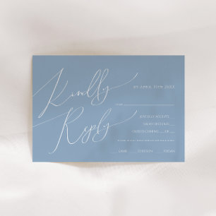 Horizontal Boho Script Blue Menu Choice RSVP Card