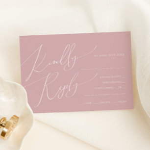 Horizontal Boho Script Rose Menu Choice RSVP Card