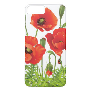 Horizontal border with red poppy iPhone 8 plus/7 plus case