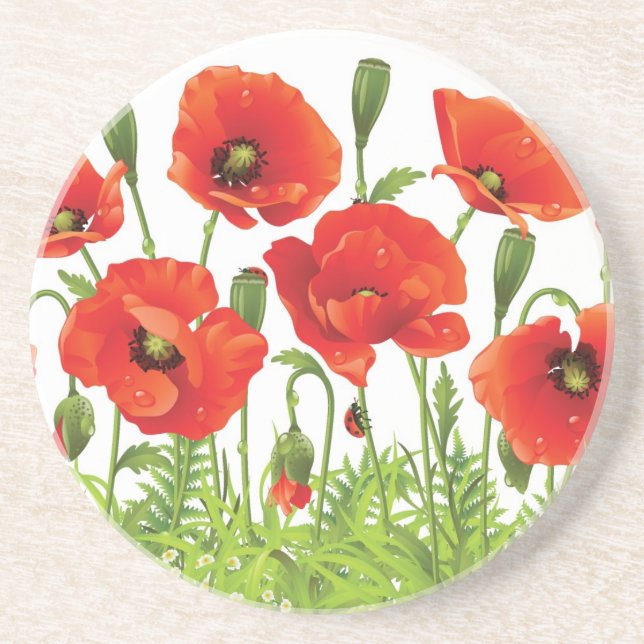 Horizontal border with red poppy coaster (Front)
