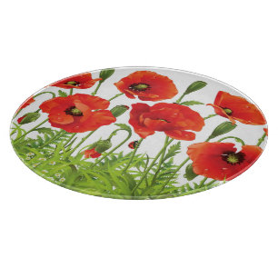 Horizontal border with red poppy cutting board