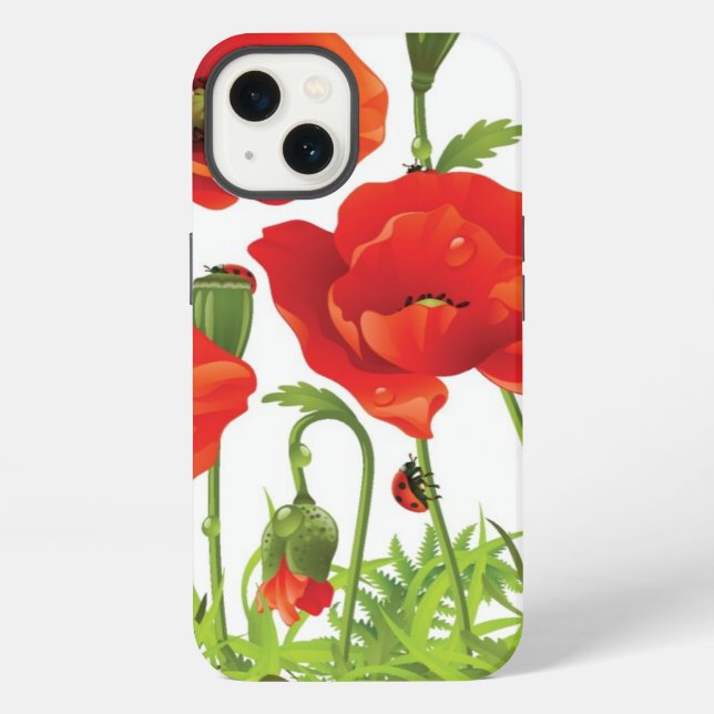 Horizontal border with red poppy iPhone case (Back)