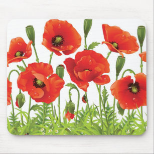 Horizontal border with red poppy mouse mat