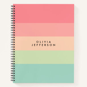 Horizontal Colorblock Stripe Monogram Notebook
