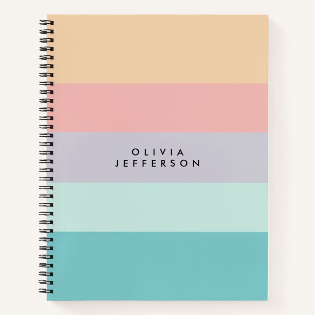 Horizontal Colorblock Stripe Monogram  Notebook (Front)