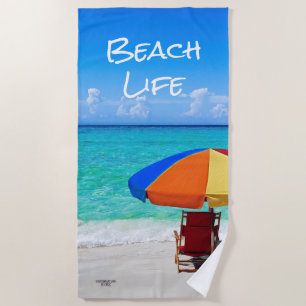 Horizontal Company Logo Tropical Beach Client Gift Towel