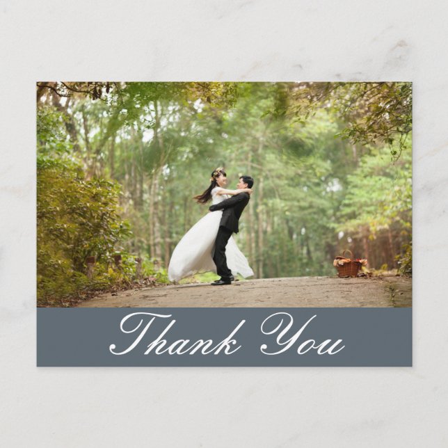 Horizontal Custom Wedding Photo Thank You Postcard (Front)
