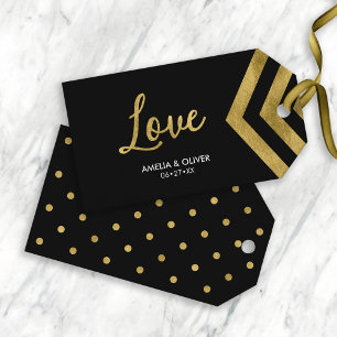 Horizontal Elegant Modern Faux Gold Chevron Love Gift Tags
