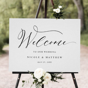 Horizontal Elegant Script Wedding Welcome Sign