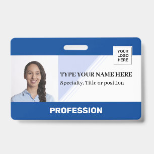 Horizontal Employe Photo Logo Barcode Name ID Badge