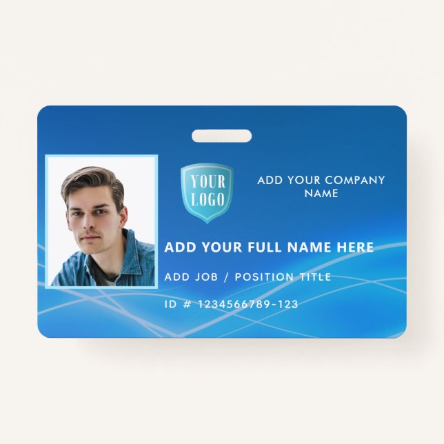 Horizontal Employee Photo ID with Logo ID Badge (Front)