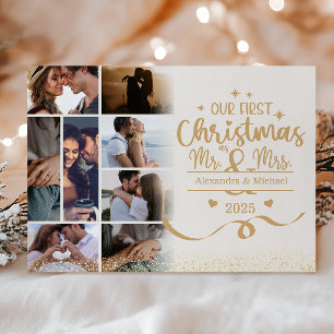 Horizontal First Christmas 8 Photo Design Holiday Card