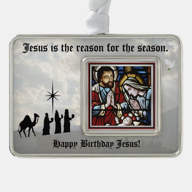 Horizontal Framed Ornament Jesus is the Reason (Front)
