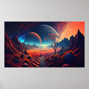 Horizontal illustration of the future poster