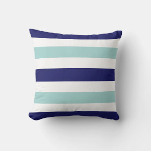 horizontal large blue (2 tones) striped outdoor cushion