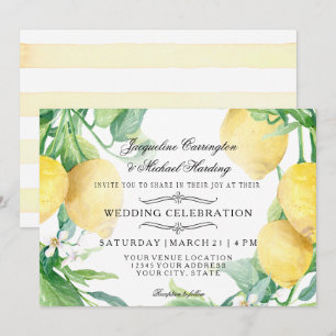 Horizontal Lemon Floral Flower Wreath Citrus Arr Invitation