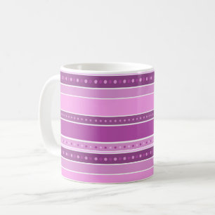 Horizontal lilac pink stripes with polka dot decor coffee mug