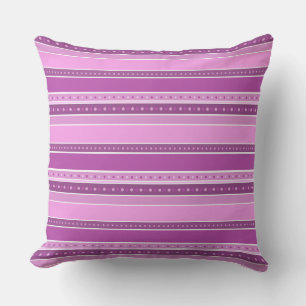 Horizontal lilac pink stripes with polka dot decor cushion