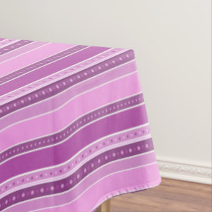 Horizontal lilac pink stripes with polka dot decor tablecloth