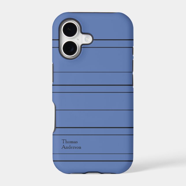 Horizontal lines, black stripes on blue (Back)