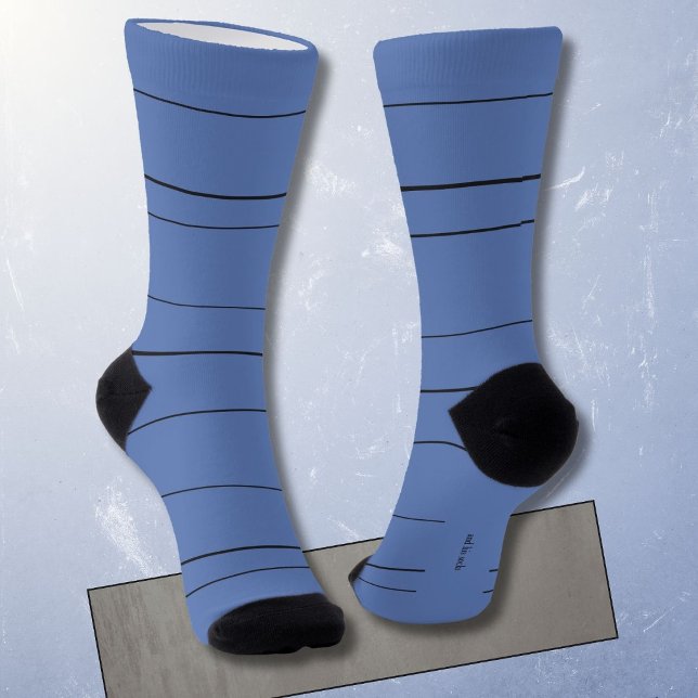 Horizontal lines, black stripes on blue socks (Creator Uploaded)