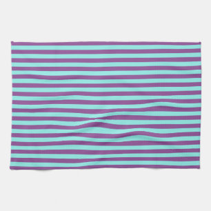 Horizontal Lines Light Blue Purple Colour Geometri Tea Towel