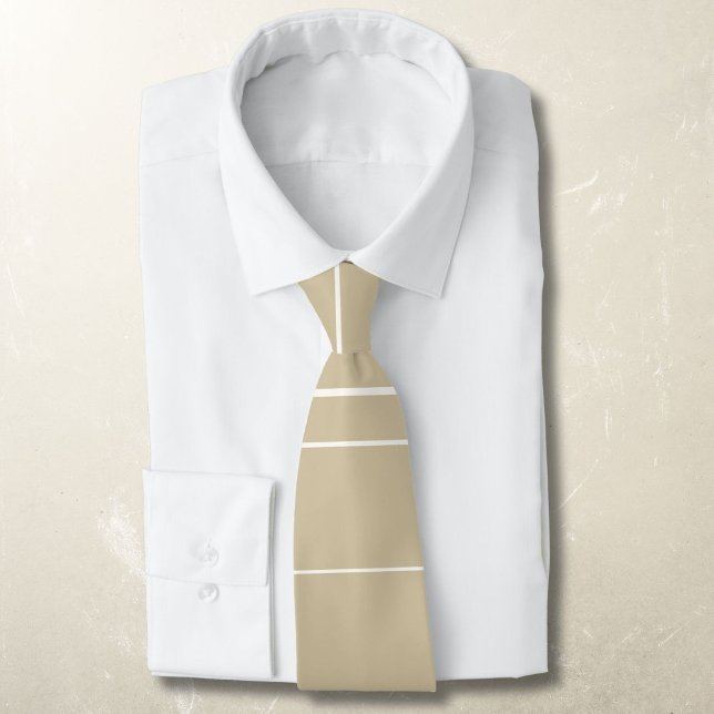 Horizontal lines, white stripes on beige tie (Creator Uploaded)