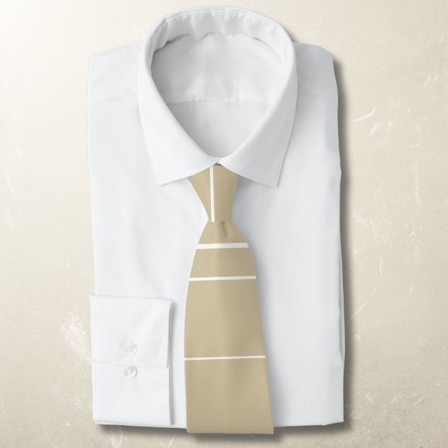 Horizontal lines, white stripes on beige tie (Creator Uploaded)