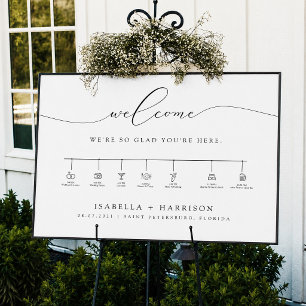 Horizontal Minimalist Wedding Timeline Welcome Poster