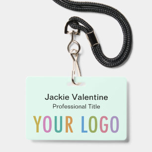Horizontal Name Badge with Lanyard Company Logo ID Badge
