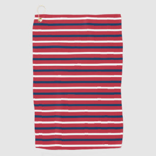 Horizontal Nautical Stripes Red Blue White Golf Towel