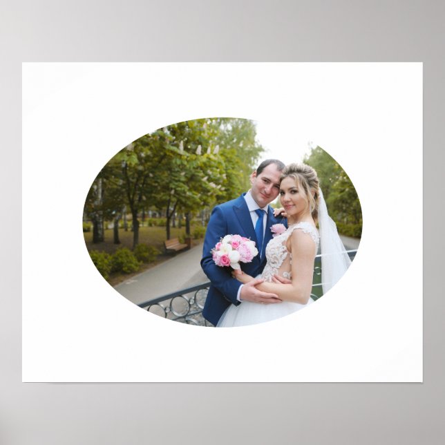 Horizontal Oval Shape Wedding Photo Poster (Front)