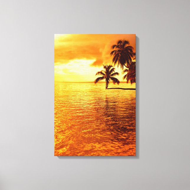 Horizontal palm tree sunset canvas print (Front)
