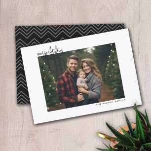 Horizontal Photo black chevrons - white border Holiday Card