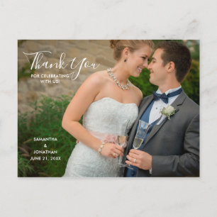 Horizontal Photo   Calligraphy Wedding Thank You Invitation Postcard