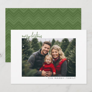 Horizontal Photo - chevron - white border minimal Holiday Card