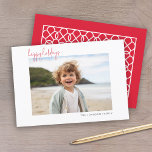 Horizontal  Photo Christmas Script Minimal Happy Holiday Card<br><div class="desc">Use one picture and make a unique and trendy Merry Christmas greeting with a simple pattern on the back. If you need to move anything around,  click on the customise button to make changes.</div>