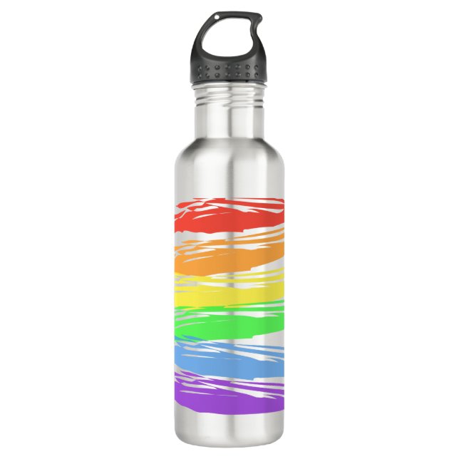 Horizontal Rainbow Gay Pride Stripes 710 Ml Water Bottle (Front)