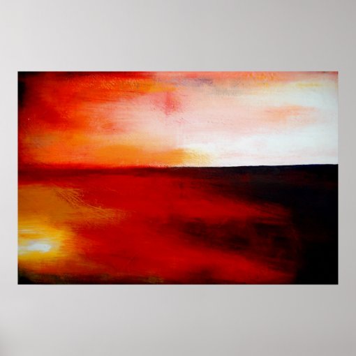 Horizontal Red Abstract Rectangle Art Print Poster | Zazzle