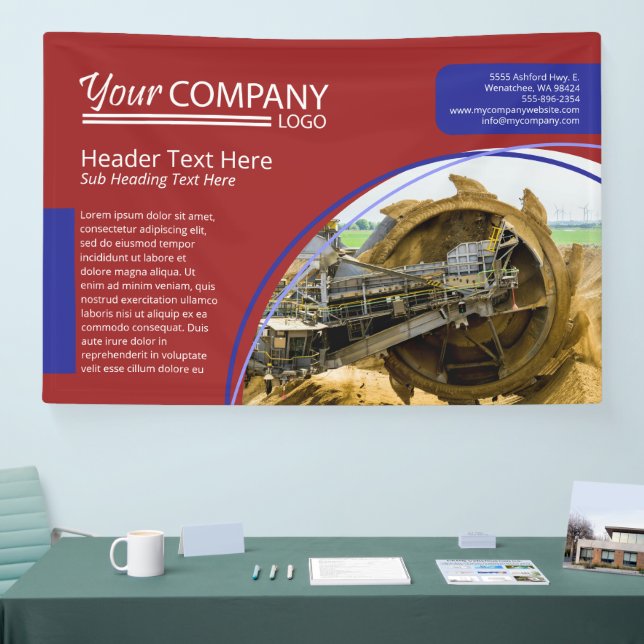 Horizontal Red & Blue Company Logo Wall Banner (Tradeshow)