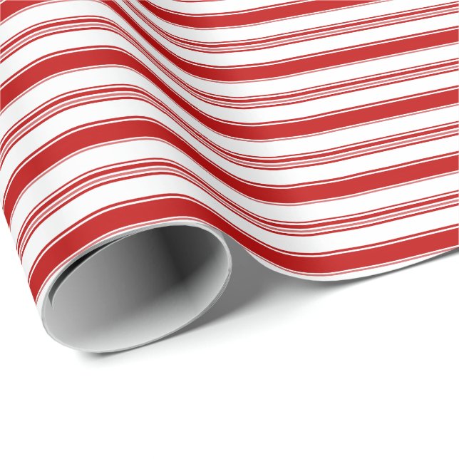 Horizontal Red & White Candy Stripe (small scale) Wrapping Paper (Roll Corner)