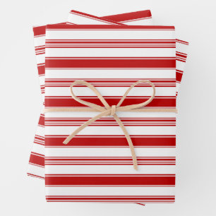 Horizontal Red & White Stripes (large scale) Wrapping Paper Sheet