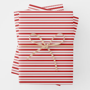 Horizontal Red & White Stripes (small scale) Wrapping Paper Sheet