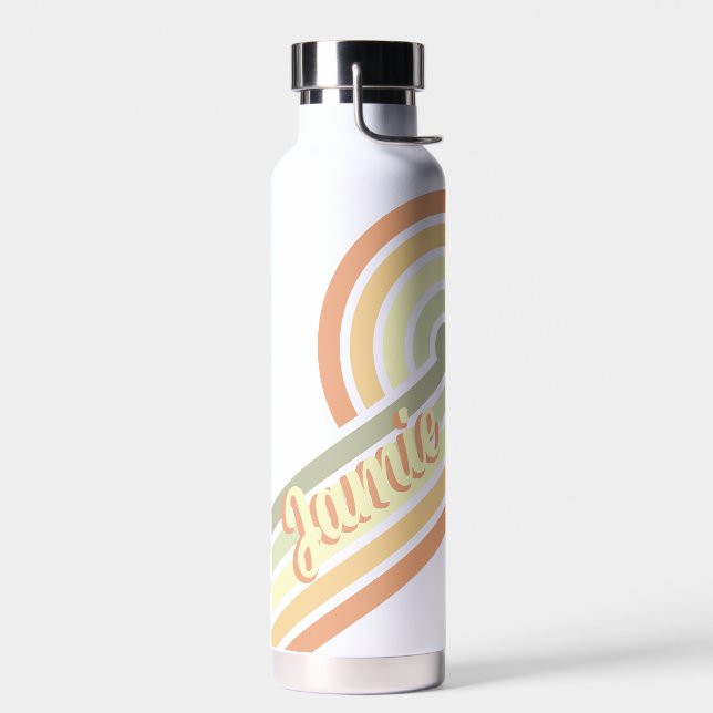 Horizontal  Retro Personalised Name Water Bottle (Left)