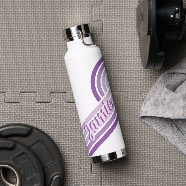Horizontal  Retro Personalised Name Water Bottle (Gym)