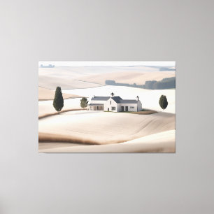 Horizontal Rustic Farmhouse Tuscany Landscape Canvas Print